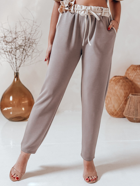 Damen Butter Freizeithose mit Blumen LEGISSA Jogginghose cappuccino Dstreet UY2407