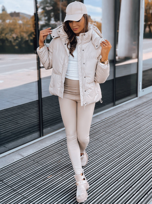 Damen Kunstlederjacke COLLAR Farbe Beige DSTREET TY3763