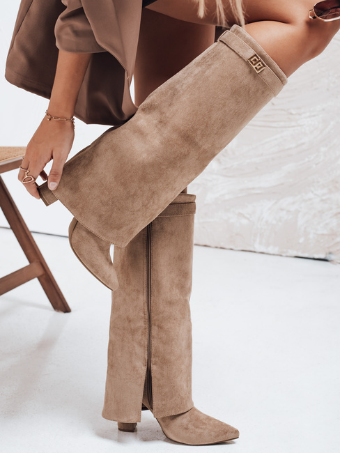 Damenstiefel mit breitem Schaft beige Dstreet ZY1125
