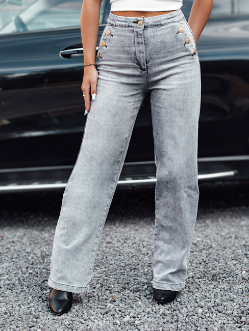 Damen ZIPELLA Baggy-Jeans mit hoher Taille grau Dstreet UY2207