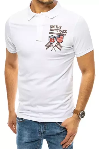 Herren Poloshirt mit Stickerei Weiß Dstreet PX0452