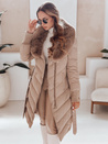 Damen Winterjacke gesteppt mit Pelz camel Dstreet TY5077