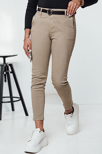 TRENDIOSS Damenhose mit Gürtel beige Dstreet UY2264