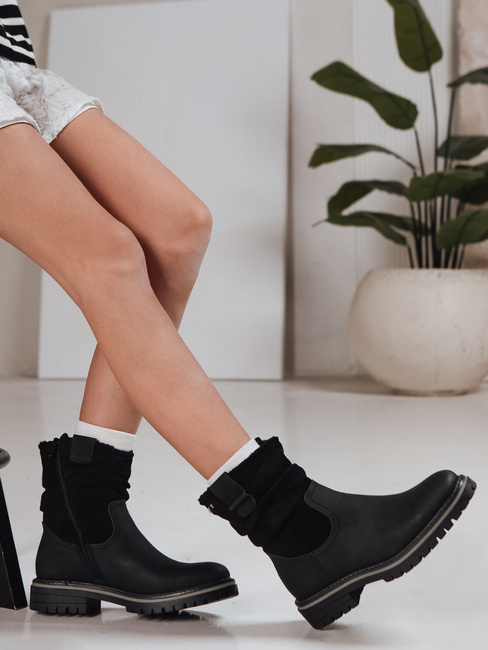 Damen Wildleder Stiefel schwarz Dstreet ZY1277