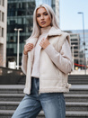 Damen Lederweste mit Schafsfell beige Dstreet TY5238z