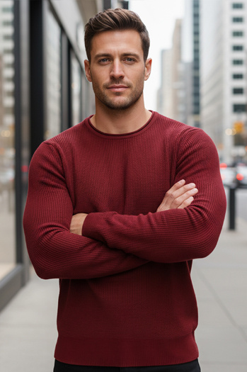 Burgunderroter Pullover für Männer WX2295