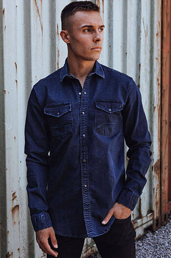 Marineblaues Denim-Hemd für Männer Dstreet DX2587