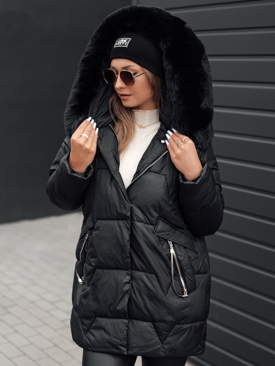 Damen FROSTYFIT gesteppte Winterjacke mit Kapuze schwarz Dstreet TY4675