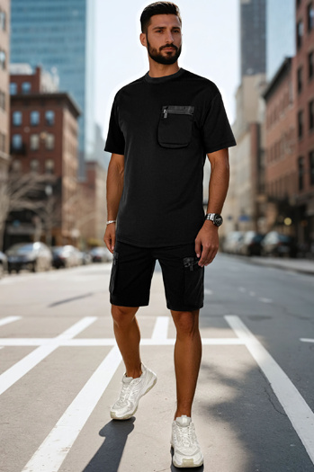 Herren-Trainingsanzug-Set schwarz Dstreet AX0811
