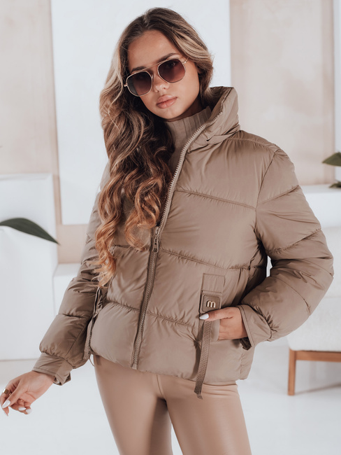 Gesteppte Winterjacke für Damen mit Kapuze in camel Dstreet TY5063
