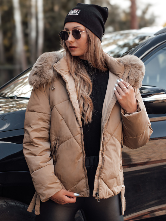 MODIVA gesteppte Damen Winterjacke mit Kapuze hellbeige Dstreet TY4725