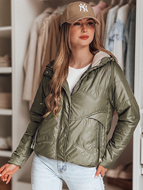 Damen Übergangs-Steppjacke mit Kapuze NIVESSO grün Dstreet TY4857