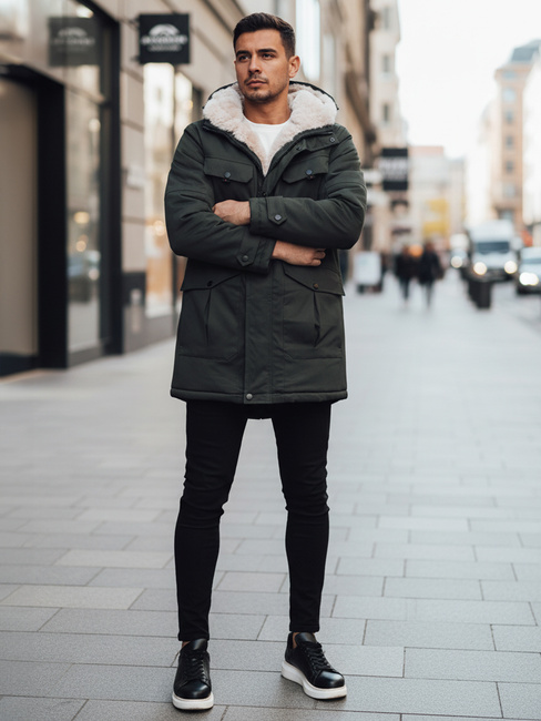 Herren Winter Parka Jacke mit Kapuze grün Dstreet TX4961z