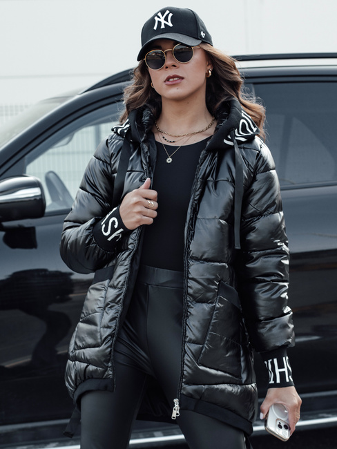 Damen Übergangs-Steppjacke mit Kapuze FASHION CHIC schwarz Dstreet TY4583