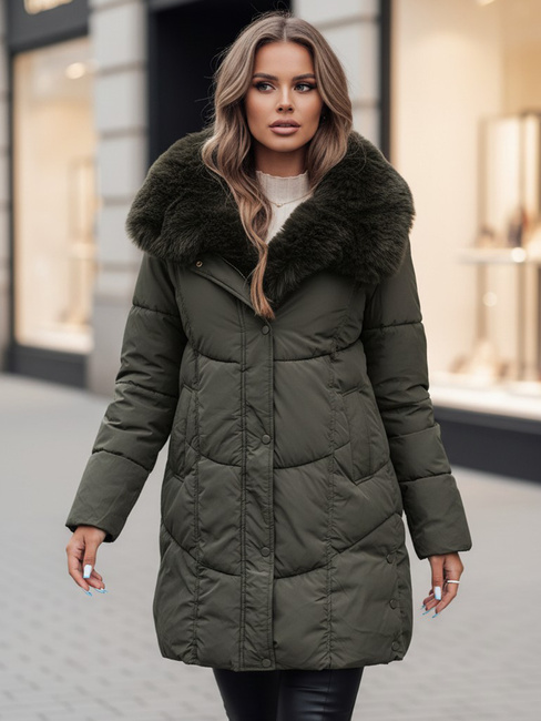 Damen Winterjacke MORISIO lang gesteppt mit Kapuze grün Dstreet TY4671z