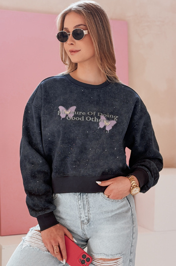 Damen Sweatshirt in Übergröße mit Batikmuster SPARKI navy blau Dstreet BY1403