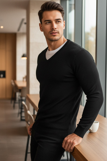 Schwarzer Herren-Pullover Dstreet WX1883