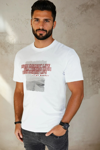 Herren T-shirt mit Aufdruck Farbe Weiß DSTREET RX5487