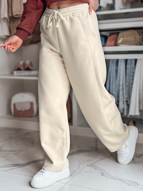 Damen Jogginghose mit weitem Bein DRESMOOD PREMIUM beige Dstreet UY2689