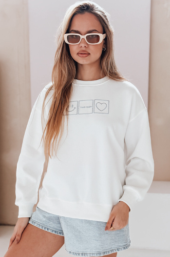 Damen Sweatshirt in Übergröße mit Stickerei EASYJOY weiß Dstreet BY1514