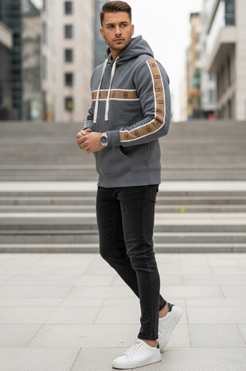 Herren Kapuzenpulli dunkelgrau Dstreet BX5936