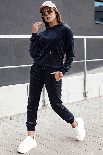 Damen Veloursset RELAX FIT navy blau Dstreet AY1068