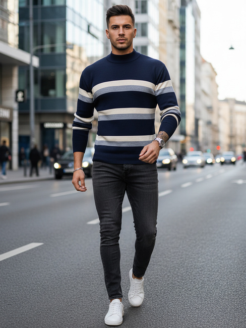 Herren Gestreifte Pullover Farbe Dunkelblau DSTREET WX2126