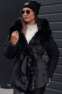 Damen FURSOFT gesteppte Winterjacke mit Kapuze schwarz Dstreet TY4670