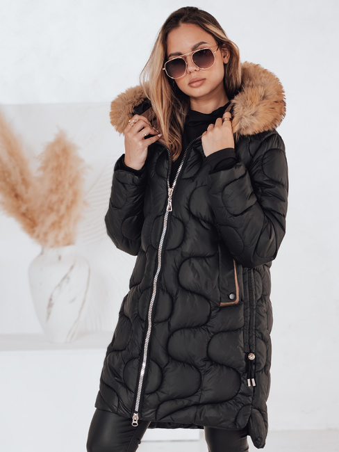 Damen Winterjacke VIRELIA gesteppt mit Kapuze schwarz Dstreet TY4937