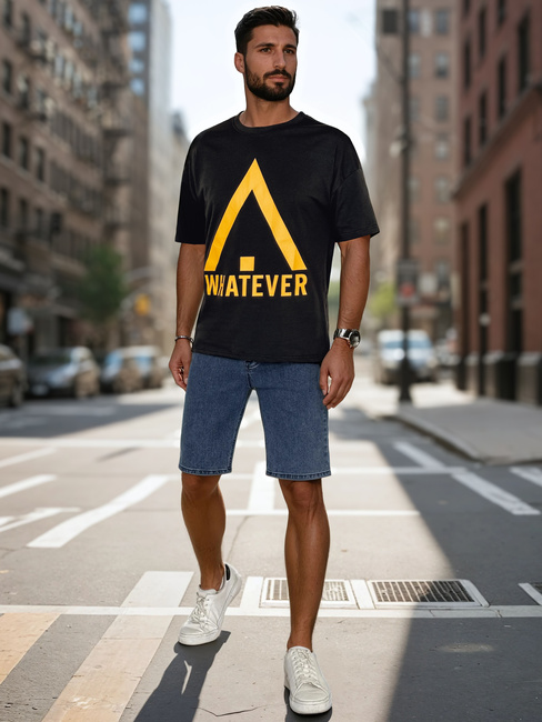 Bedrucktes Herren-T-Shirt schwarz Dstreet RX5666