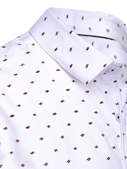 Herren Langarmhemd gemustert weiß Dstreet DX2607