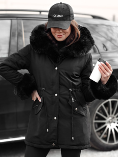 Damen Winter Parka Jacke mit Fell CHARMFUR schwarz Dstreet TY4769_4