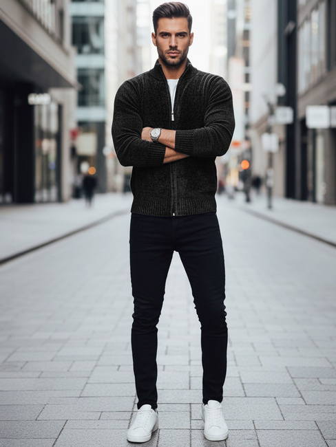 Herren Pullover ohne Knöpfe schwarz Dstreet WX2232