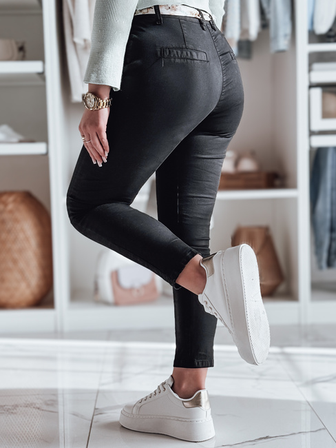 Damen Stoff Chinos mit Gürtel ROSSALI schwarz Dstreet UY2295