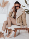 Damen Winter Ramones Jacke mit Pelz beige Dstreet TY4993