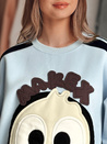 Damen Sweatshirt in Übergröße mit Patches CUTE MAKEX blau Dstreet BY1490