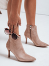 Beige Wildlederstiefel mit Absatz Dstreet ZY1031