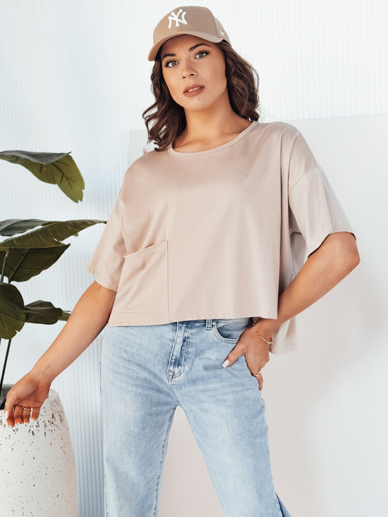 Damen Bluse mit kurze Ärmeln ARRIWA Farbe Beige DSTREET RY2510