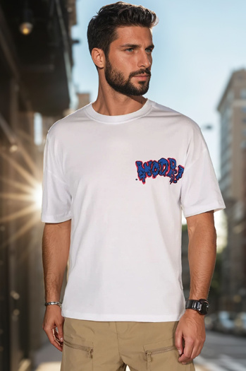 Bedrucktes Herren-T-Shirt weiß Dstreet RX5644