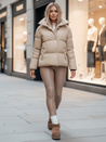 Damen Steppwinterjacke LARO hellbeige Dstreet TY4703z