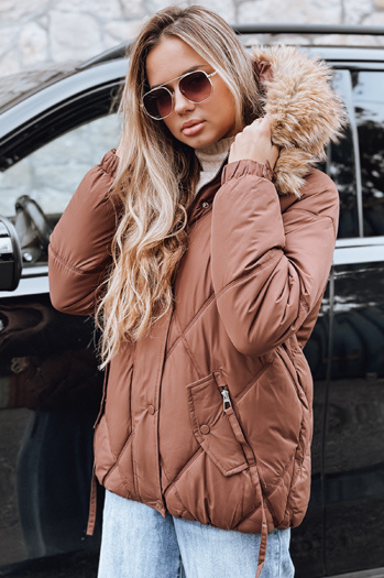 Damen Winter Steppjacke mit Kapuze braun Dstreet TY5231