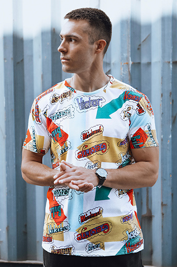 Herren T-shirt mit Aufdruck Weiß Dstreet RX5614