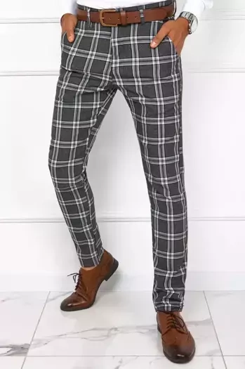 Herren Chinohose Kariert Dunkelgrau Dstreet UX3776