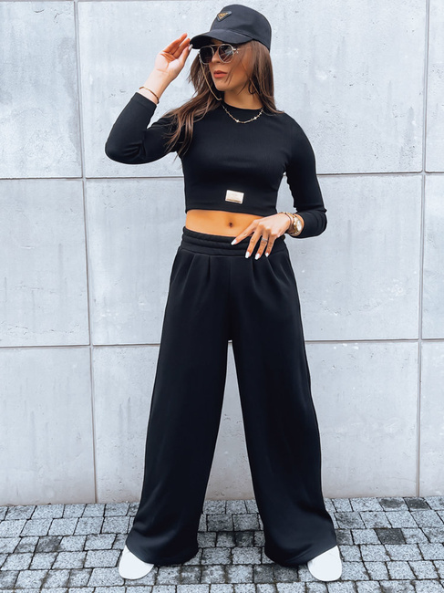 Damen Set aus weiter Hose und Crop Top ASTRAL ALLURE schwarz Dstreet AY0920