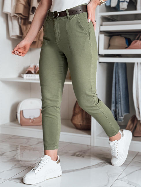 Damen Slim Fit Hose mit Gürtel TAIRONIK khaki Dstreet UY2547