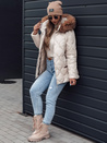 Damen Winterjacke LUMORE gesteppt mit Kapuze hellbeige Dstreet TY4724