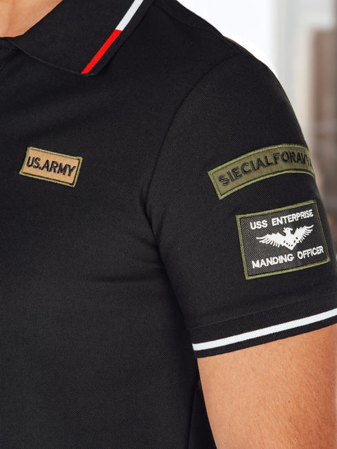 Herren Poloshirt mit Patches schwarz Dstreet PX0632
