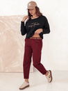 Damen Chinohose Einheitsgröße ELEGANTENO Hose mit Gürtel burgunderrot Dstreet UY2256