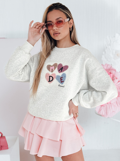 Damen Sweatshirt in Übergröße mit Herzen MADELIN grau Dstreet BY1459