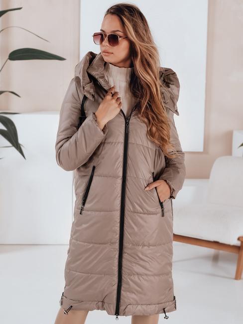 Damen Übergangsjacke ORVITA gesteppt mit Kapuze dunkelbeige Dstreet TY5027